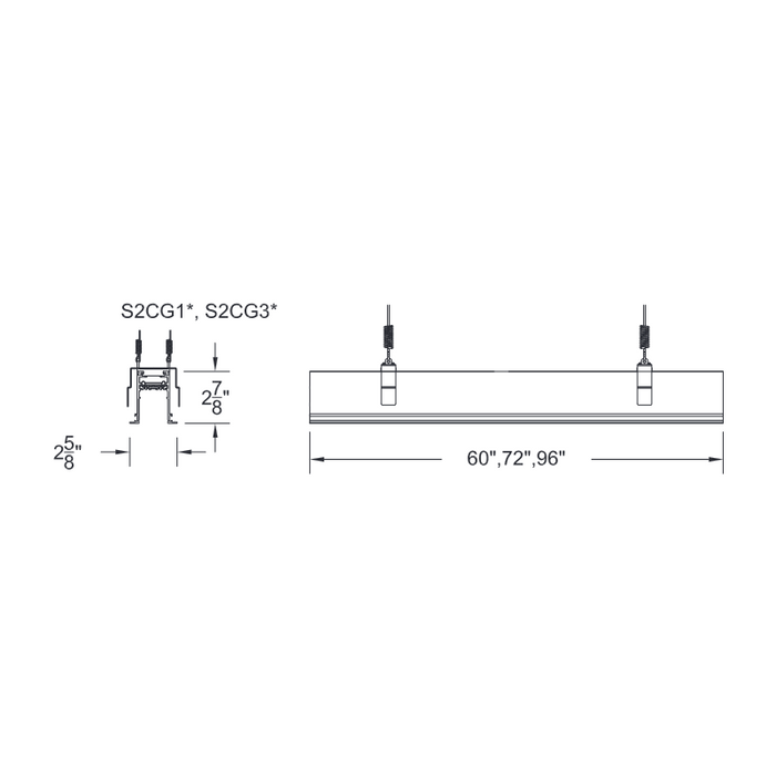WAC S2CG308 Ventrix 8-ft Recessed Grid Channel Extension, 9/16 Lay-In
