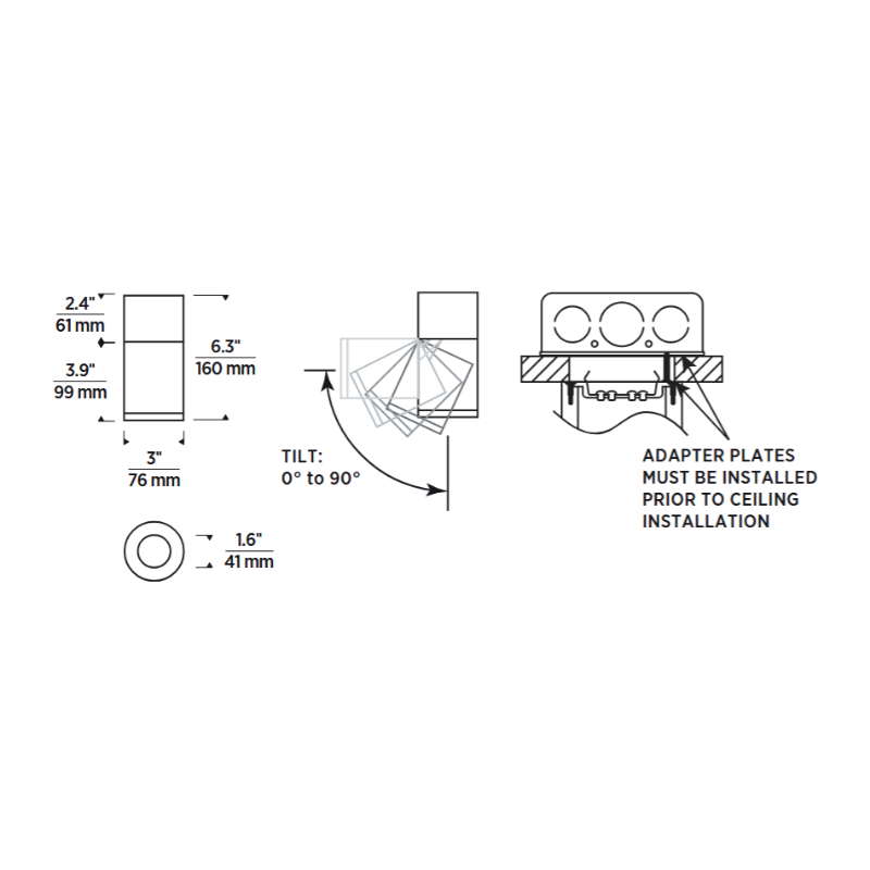 Element EC3R 3" 19W Adjustable LED Cylinder, Flush Mount