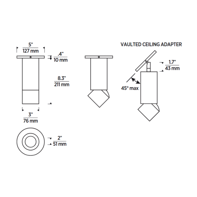 ENTRA 3" 19W Adjustable LED Cylinder, Surface Mount