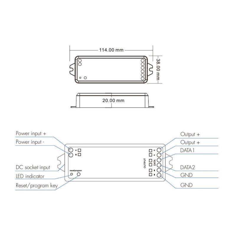 Lotus S54072W092S10 Multi-Pixel LED Strip Controller with SPI Signal Output, Bluetooth Mesh or Meshle App Control