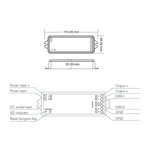 Lotus S54072W092S10 Multi-Pixel LED Strip Controller with SPI Signal Output, Bluetooth Mesh or Meshle App Control