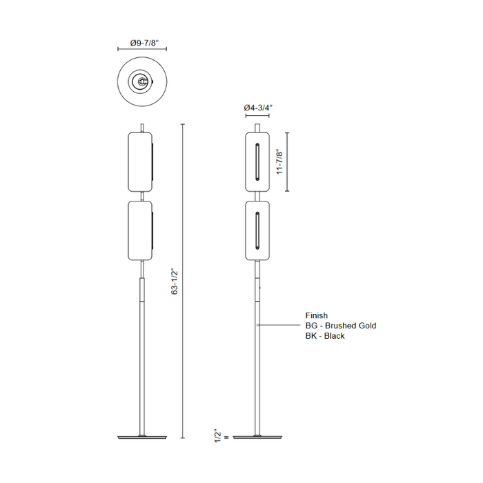 Kuzco FL28563 Hilo 2-lt 63" Tall LED Floor Lamp