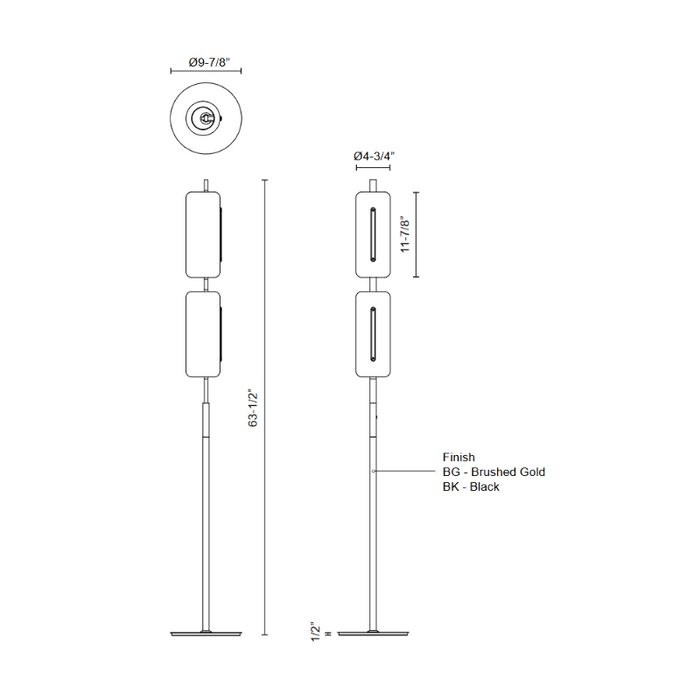 Kuzco FL28563 Hilo 2-lt 64" Tall LED Floor Lamp