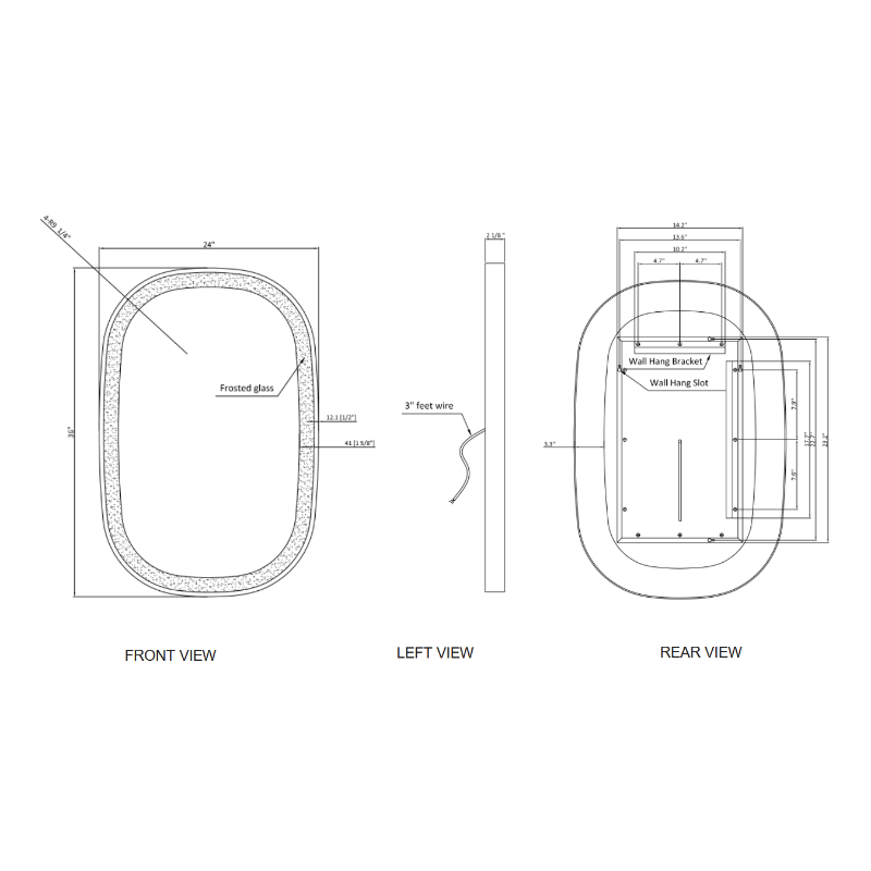 Paris Mirror Chic 24" x 36" Oval LED Vanity Front-Lit Mirror, 3CCT Selectable