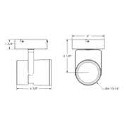 Juno T286L Trac-Master 43W LED Flat Back Cylinder Track Head, Direct Canopy Mount