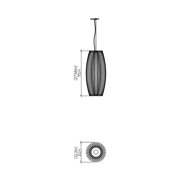 Accord 1139 Stecche di Legno 1-lt 12" LED Pendant