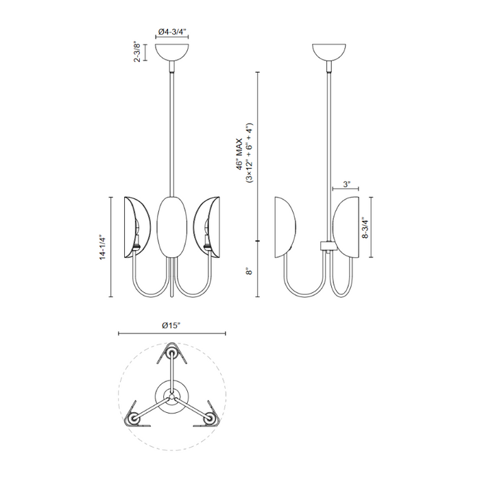 Alora Mood CH450715 Seno 3-lt 15" Chandelier