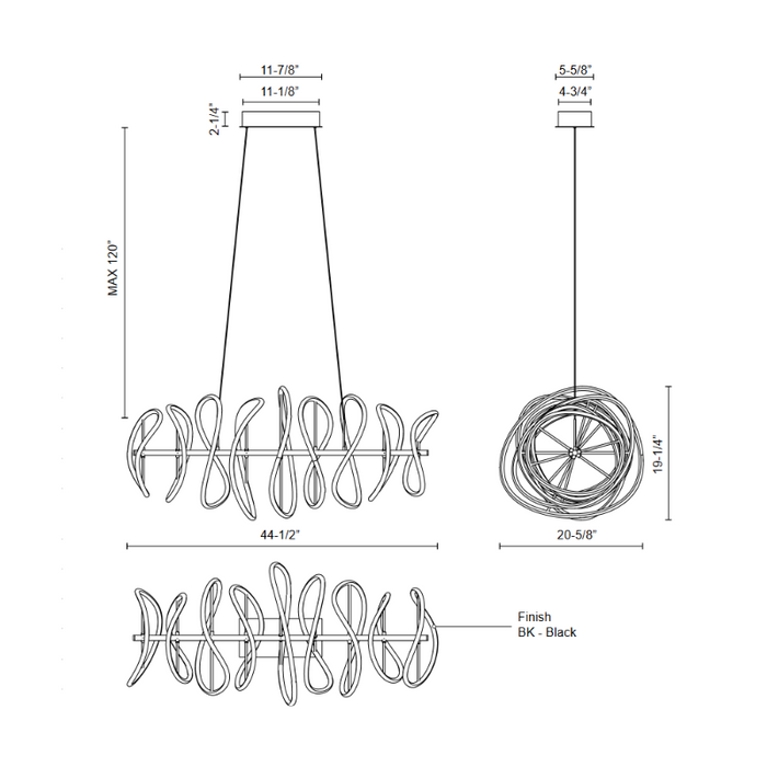 Kuzco CH96442 Collide 45" LED Chandelier