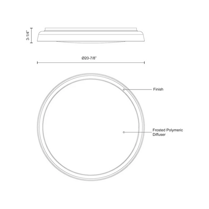 Kuzco FM43121-5CCT Hampton 1-lt 21" LED Flush Mount, 5CCT Selectable