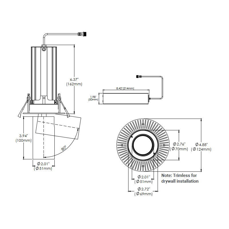 Eurofase TGO1RTL Tango 1 Light 15W Round LED Trimless Pulldown