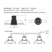 Lotus LED-1-S6W 2" 6W LED Square Mini Recessed Downlight, 24V