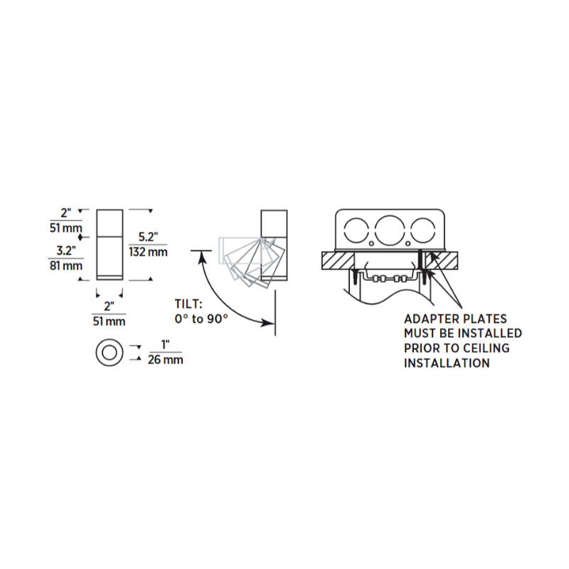 Element EC2R 2" 15W Adjustable LED Cylinder, Warm Dim, Flush Mount
