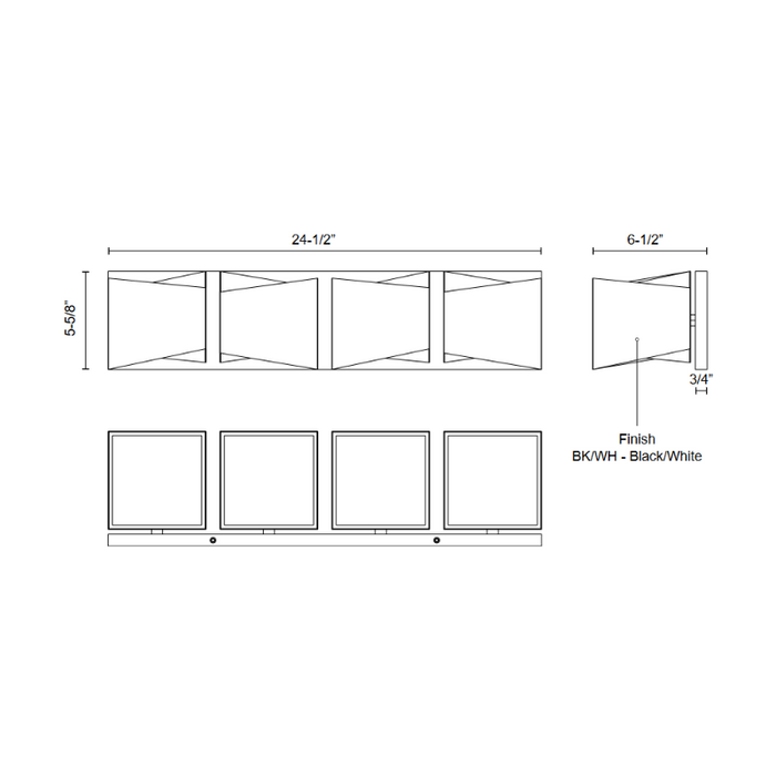 Kuzco VL31224 Cubix 4-lt 25" LED Vanity