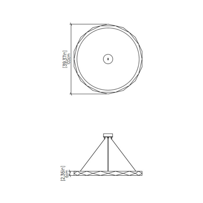 Accord 1356 Facet 1-lt 39" LED Pendant
