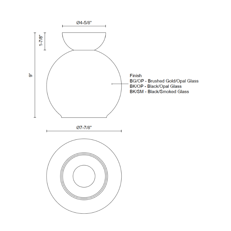Kuzco SF59708 Arcadia 1-lt 8" Semi Flush
