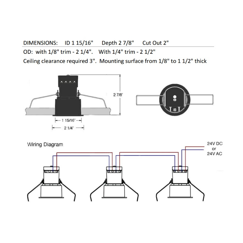 Lotus LED-1-S6W 2" 6W LED Round Mini Recessed Downlight, 24V