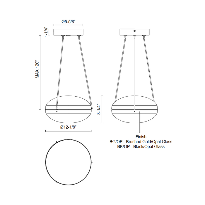 Kuzco PD76312 Virgo 1-lt 12" LED Pendant