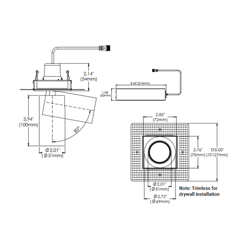 Eurofase TGO1STL Tango 1 Light 15W Square LED Trimless Spot