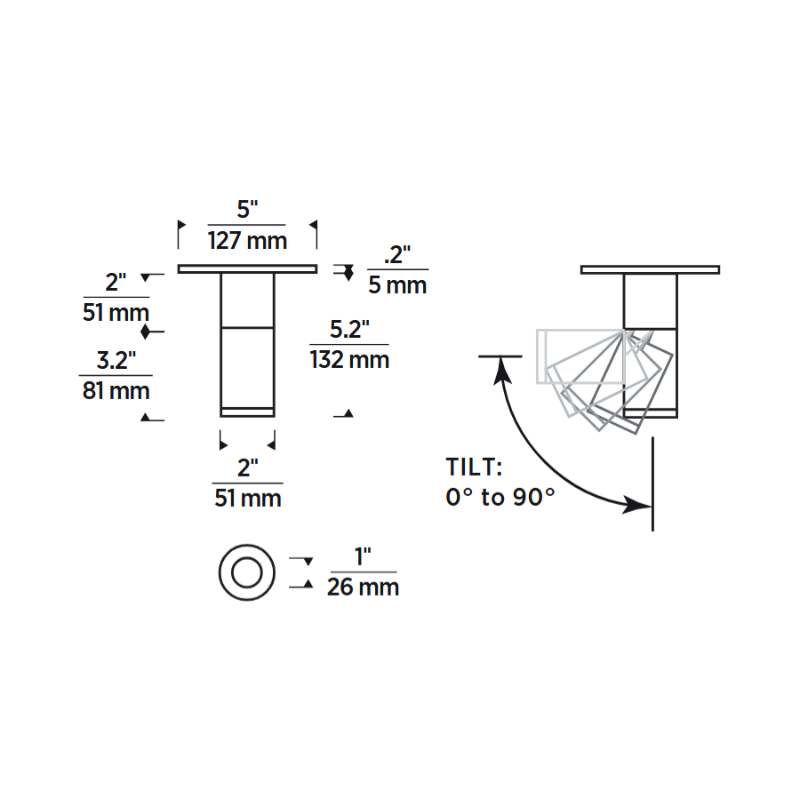 Element EC2R 2" 15W Adjustable LED Cylinder, Warm Dim, Surface Mount