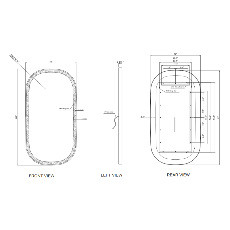Paris Mirror Chic 32 x 60 Oval LED Illuminated Mirror, CCT Selectable