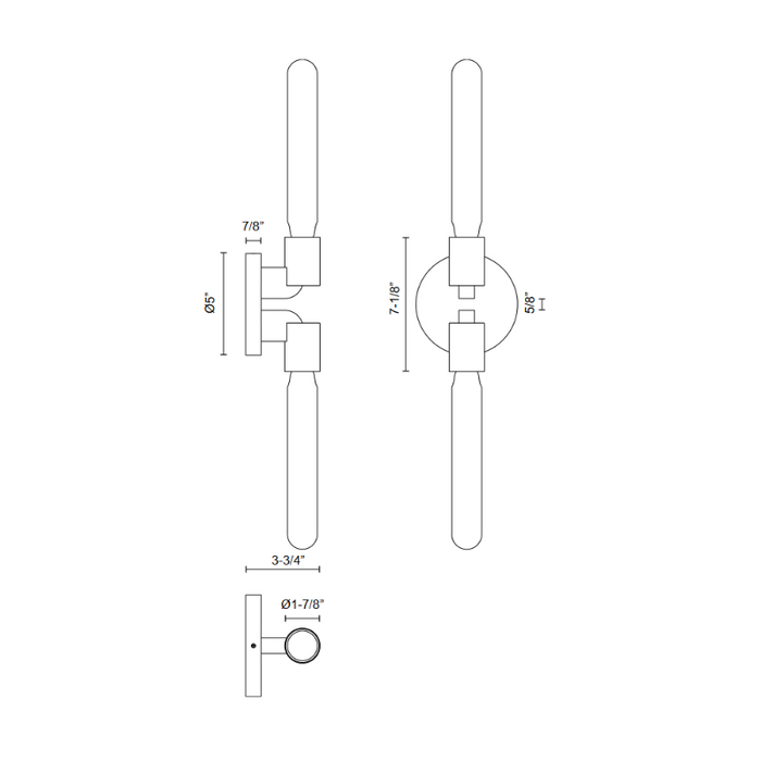 Alora Mood WV607202 Claire 2-lt 7" Tall Wall Sconce