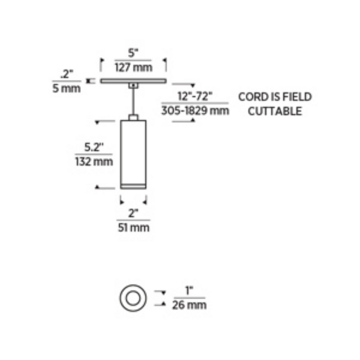 Element EC2R 2" 15W Fixed LED Cylinder, Cord Mount