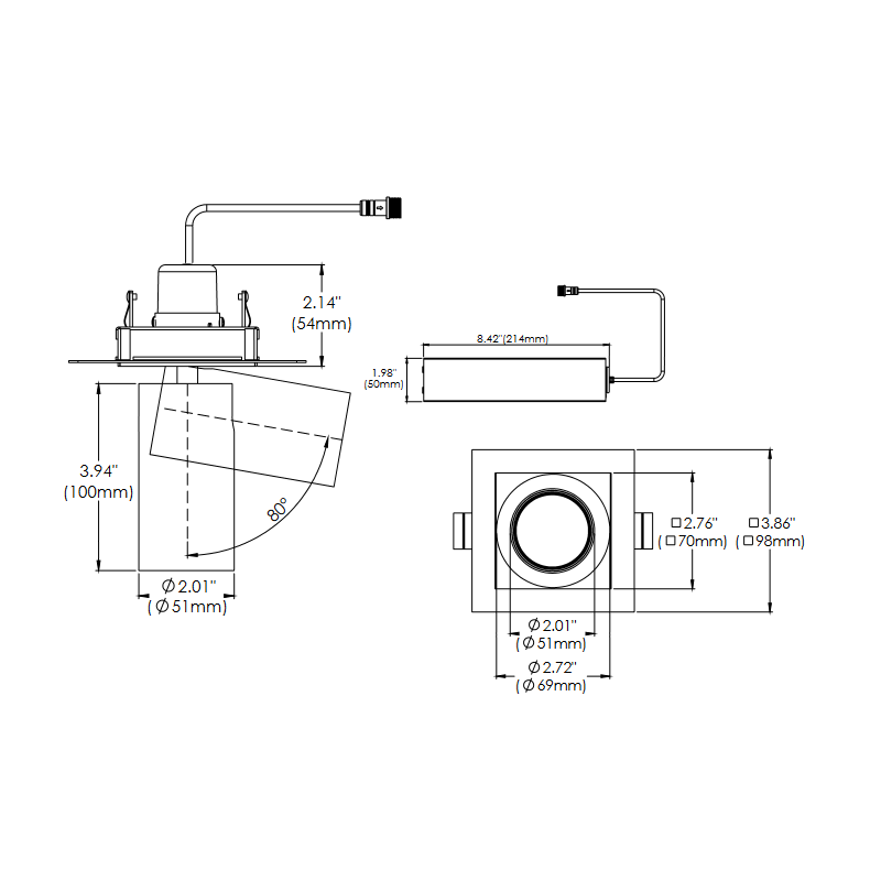Eurofase TGO1ST Tango 1 Light 15W Square LED Spot with Trim
