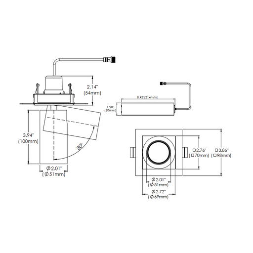 Eurofase TGO1ST Tango 1 Light 15W Square LED Spot with Trim