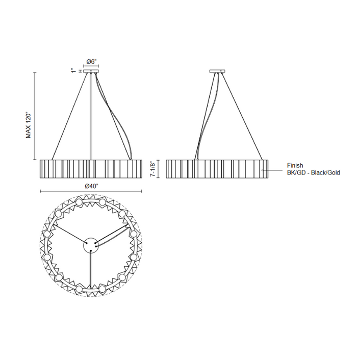 Kuzco CH58040 Akira 12-lt 40" Chandelier