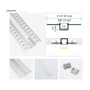 Lotus LH-5713 8-ft Trimless Mud-in Mount Aluminum Profile with White Diffused Cover (Pack of 10)