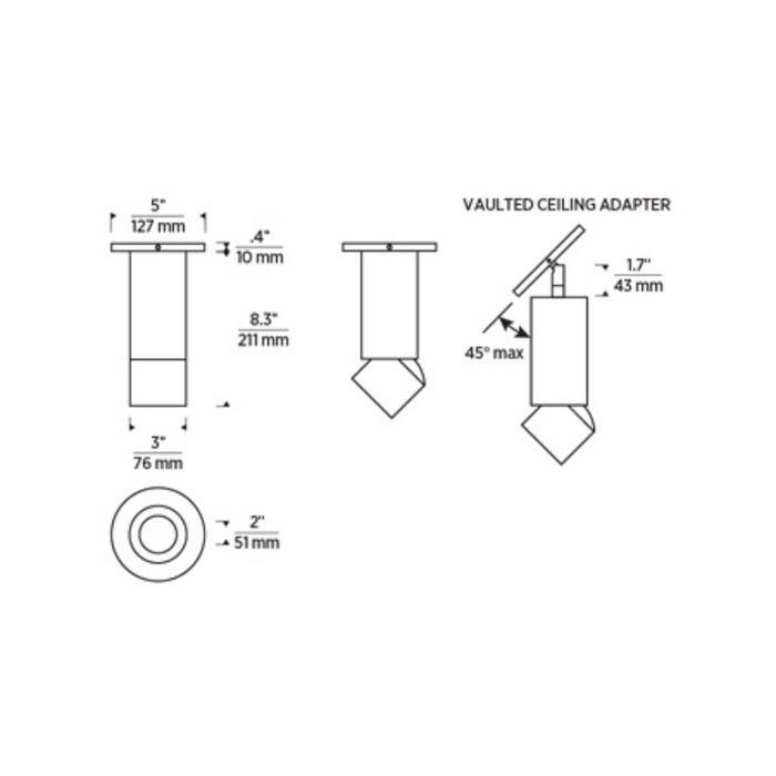 Element ENCY3R ENTRA 3" 27W Adjustable LED Cylinder, Surface Mount