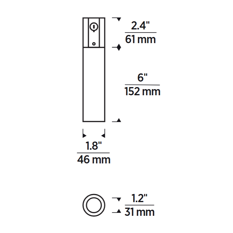 ENTRA 2" 12W Fixed LED Cylinder, Conduit Mount