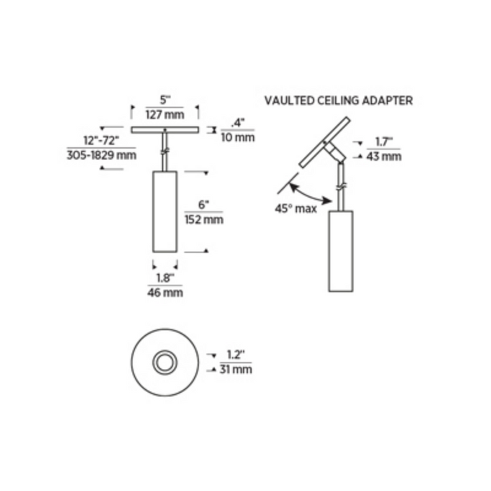 Element ENCY2R ENTRA 2" 12W Fixed LED Cylinder, Warm Dim, Pendant Mount
