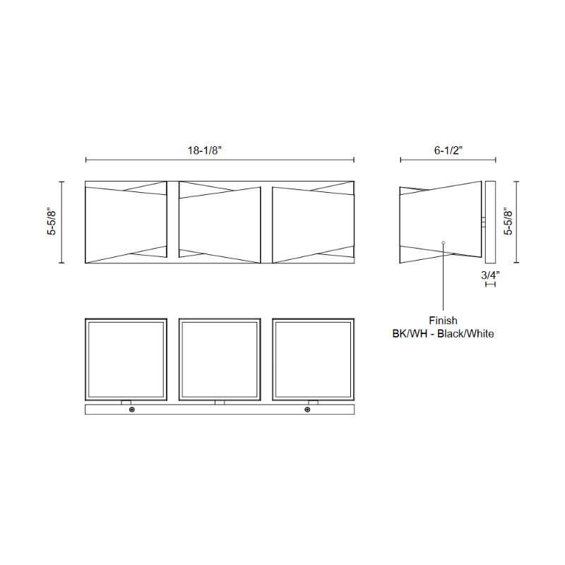 Kuzco VL31218 Cubix 3-lt 18" LED Vanity