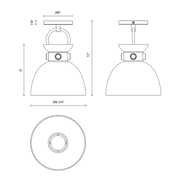 Alora Mood SF411809 Waldo 1-lt 9" Semi Flush Mount