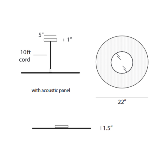 Koncept YUP-S1 Yurei LED Pendant, Acoustic Panel Shade