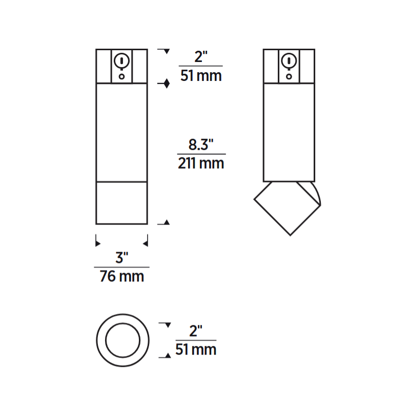 ENTRA 3" 15W Adjustable LED Cylinder, Conduit Mount