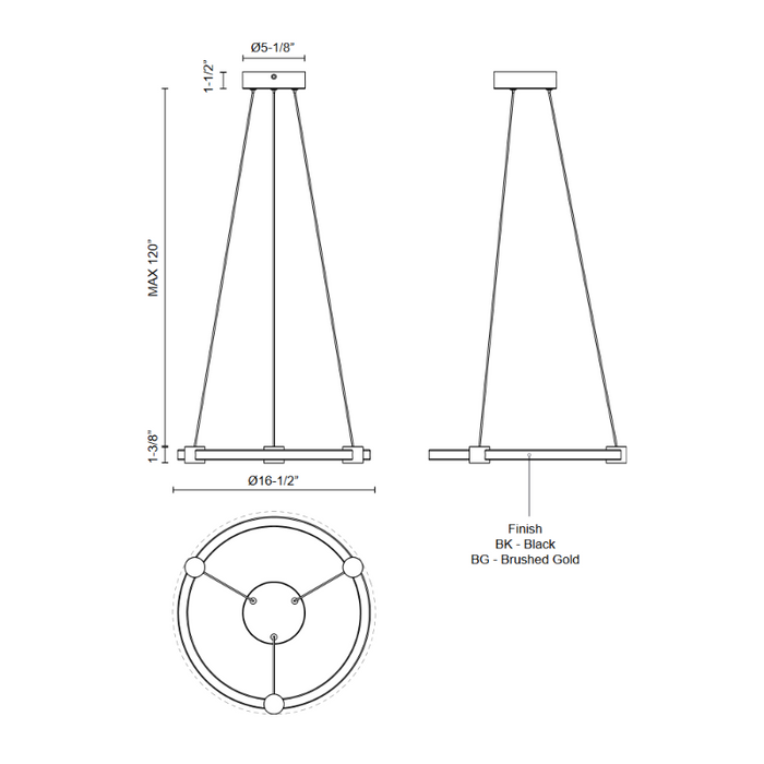 Kuzco PD24716 Bruni 1-lt 17" LED Pendant