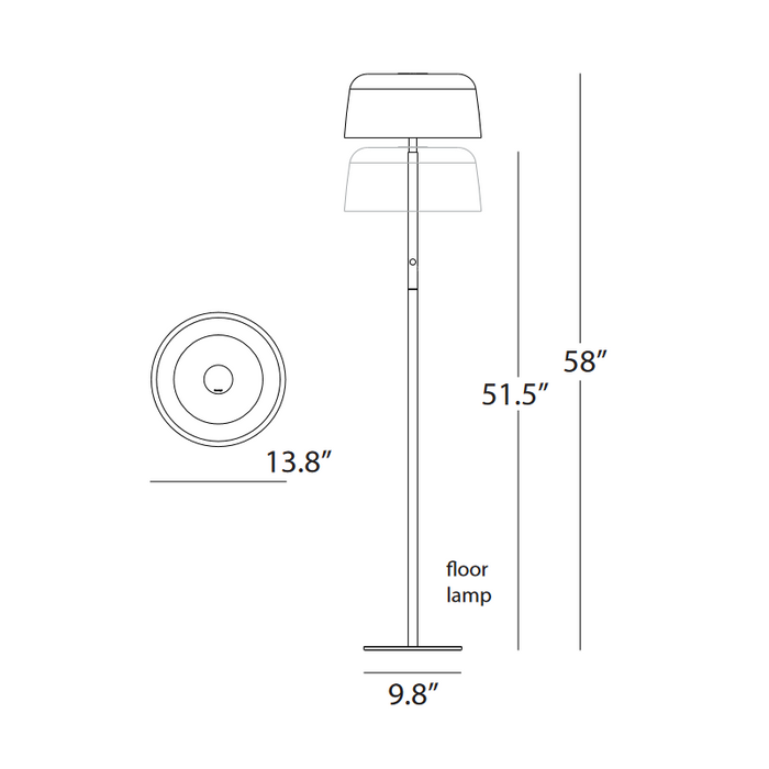 Koncept YUF-SW Yurei LED Floor Lamp, Plexiglass Shade