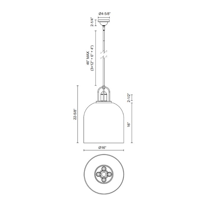 Alora Mood PD461104 Lancaster 4-lt 16" Pendant