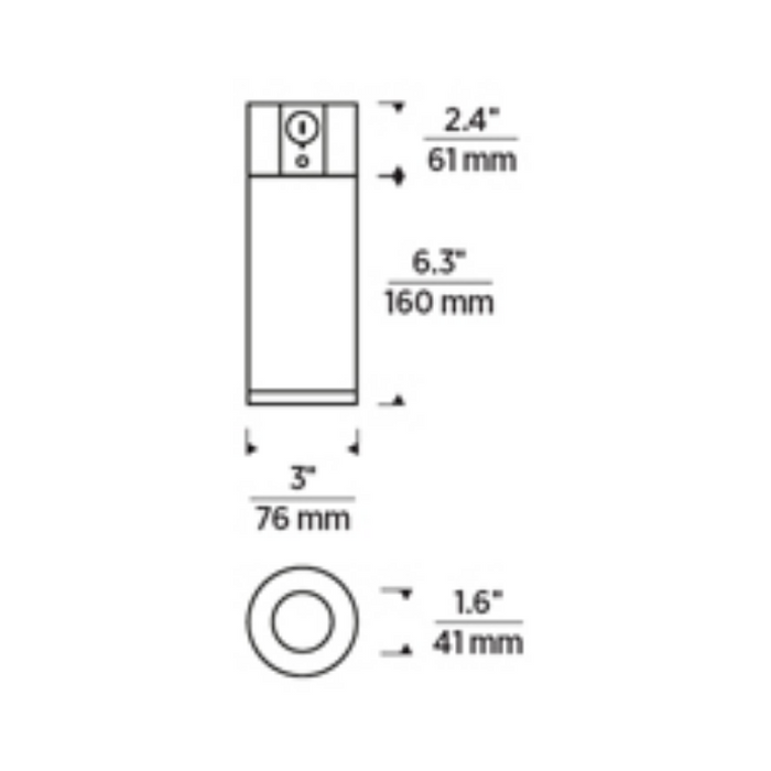 Element EC3R 3" 24W Wall Wash LED Cylinder, Warm Dim, Conduit Mount