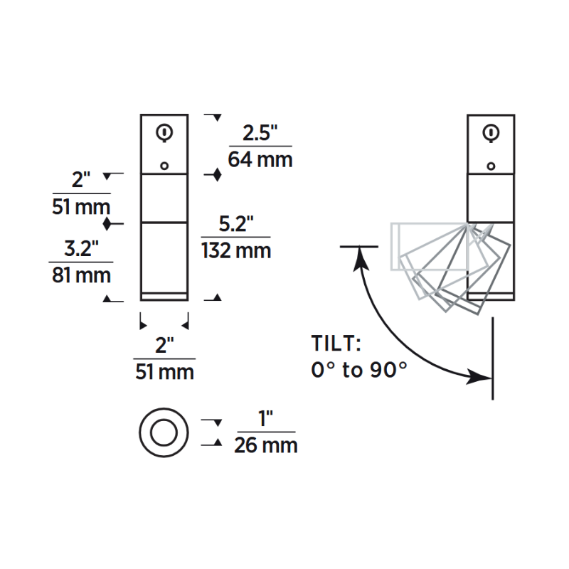 Element EC2R 2" 15W Adjustable LED Cylinder, Warm Dim, Conduit Mount