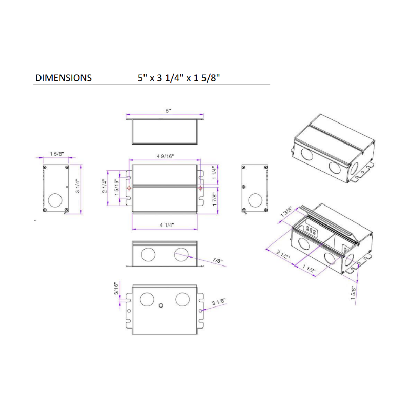 Lotus ETF12060TDJ 60W 12V Class 2 Dimmable Mini Electronic Transformer in Junction Box