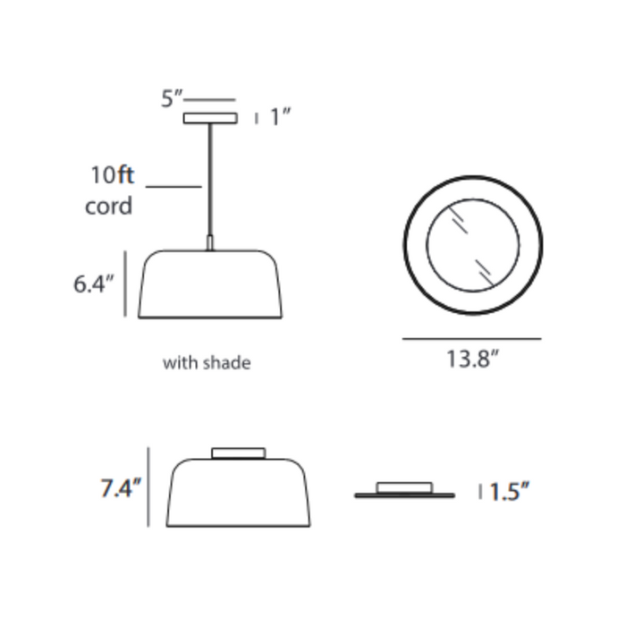 Koncept YUP-S1 Yurei LED Pendant, Plexiglass Shade