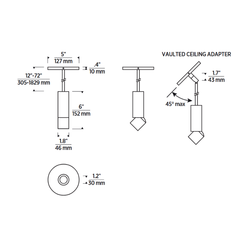 ENTRA 2" 8W Adjustable LED Cylinder, Pendant Mount