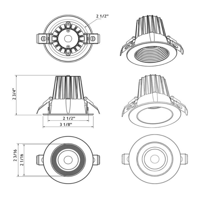 Lotus JXL-COB02-R09W 2" 9W LED Round Economy Recessed Downlight, 5CCT Selectable
