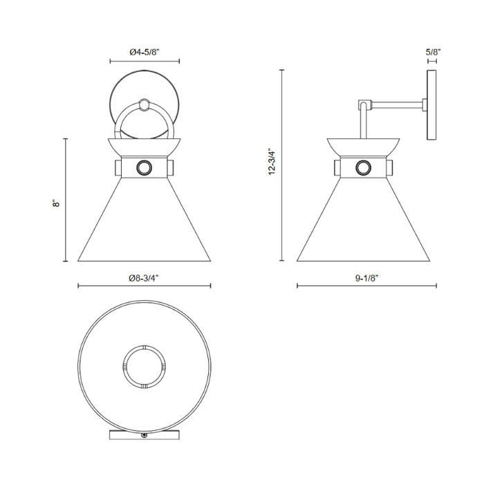 Alora Mood WV412509 Emerson 1-lt 13" Tall Wall Sconce