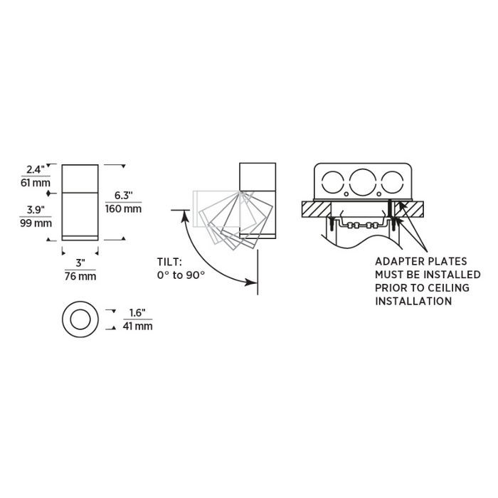 Element EC3R 3" 12W Adjustable LED Cylinder, Warm Dim, Flush Mount