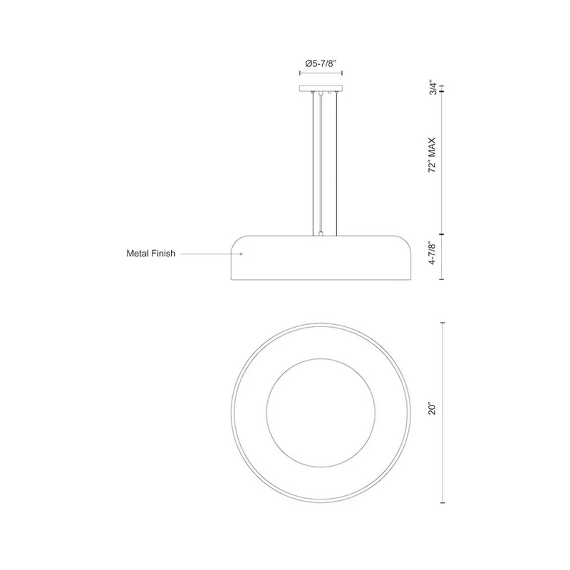 Kuzco PD13120-5CCT Beacon 1-lt 20" LED Pendant, 5CCT Selectable