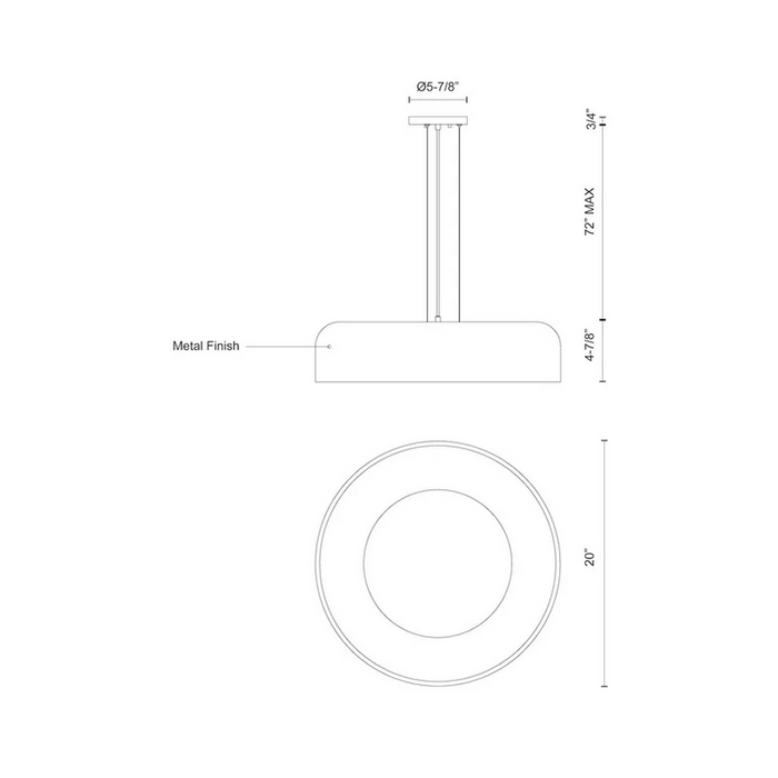 Kuzco PD13120-5CCT Beacon 1-lt 20" LED Pendant, 5CCT Selectable